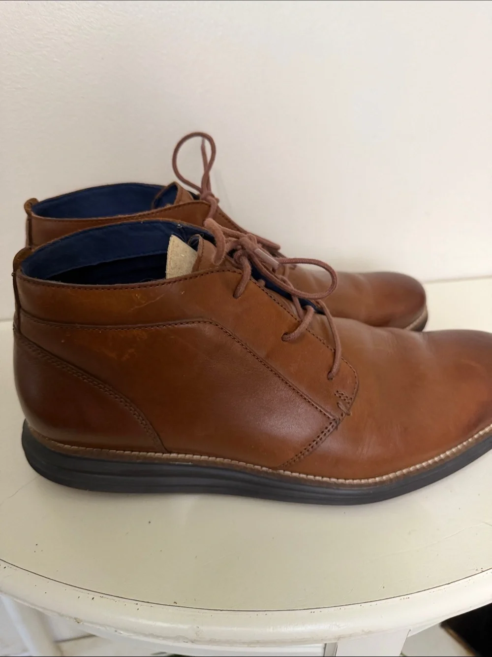 (S- ) Cole Haan Grand OS Men's Tan Brown Leather Chukka Boots, Size: 10.5